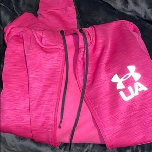 under armour pink zip up hoodie